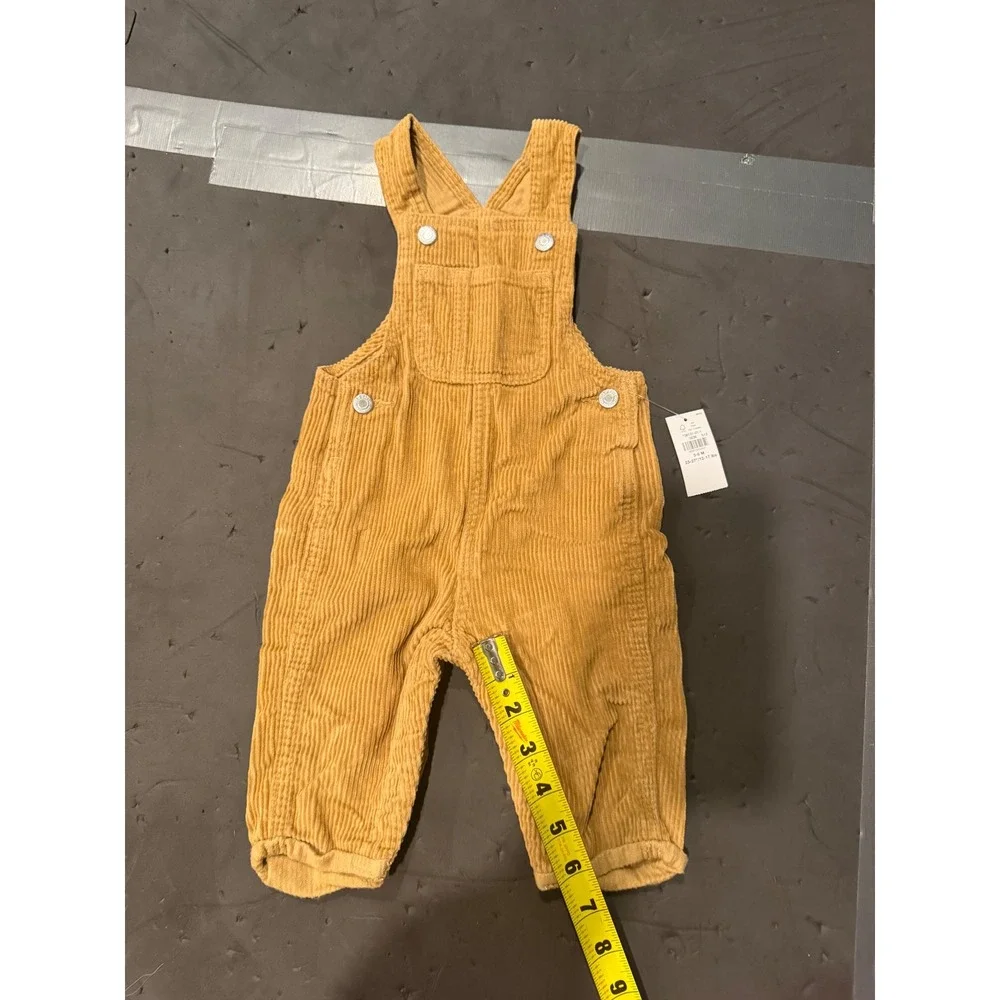 Old Navy Baby Mustard Corduroy Overalls 3-6 Months Cotton Bib Overalls